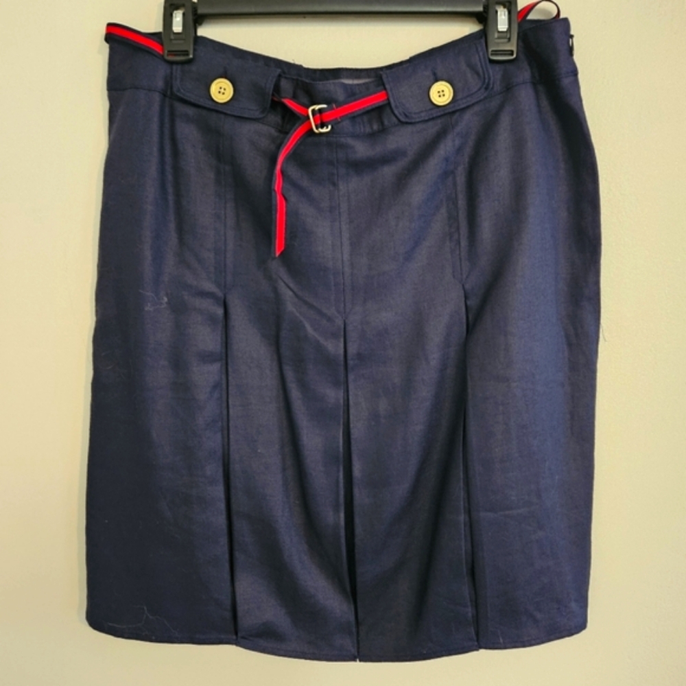 NWT George ME Designs by Mark Eisen Womens Skirt Blue Knee-Length Pleated Sz 10